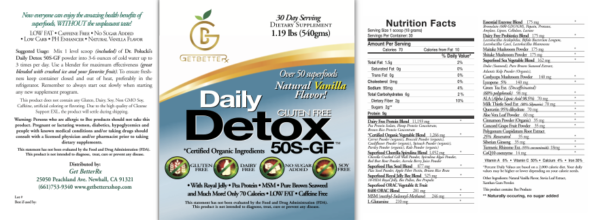 Get BetteRx Daily Detox - Comprehensive Daily Detox Supplement with Over 50 Superfoods - Gluten-Free, Dairy-Free, Soy-Free - Contains Maitake, Spirulina, Probiotics, Quercetin, Pea Protein, Enzymes - Supports Immune Function and Detoxification - Natural Health Supplement