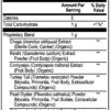 The Supplement Facts label for Immune Support: A precise blend of six mushroom extracts, including reishi, shiitake, maitake, cordyceps, turkey tail. Each serving size and ingredient amount is clearly listed, emphasizing transparency and the formula's focus on adaptive immune support, inflammation balance, and resilience against environmental stressors.