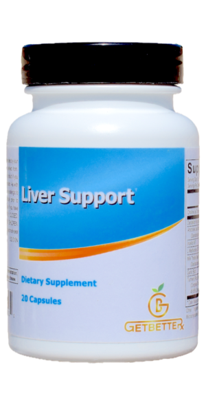 Get BetteRx Liver Support label featuring a comprehensive liver health supplement. The label highlights clinically-proven ingredients like Choline, Dandelion Root, Artichoke Leaf, Inositol, L-Methionine, Milk Thistle, Garlic, and Turmeric, all known for supporting liver function, detoxification, and protection from oxidative stress. The product is designed to enhance liver health, boost metabolism, and reduce inflammation. The label includes usage instructions and cautions, emphasizing the natural, allergen-free, and preservative-free formulation in vegetable capsules. Made in the USA.