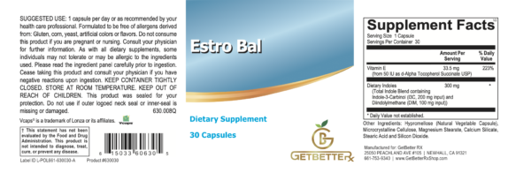 Get BetteRx Estrobal- Natural estrogen blocker with 300mg indole compounds from broccoli, cabbage, and cauliflower extracts